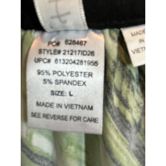 Heart and Soul Size Large Blouse Black White Multi Shades of Greens Band At Hem - Picture 9 of 9